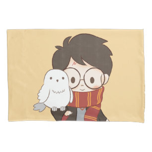 チビ（小さくかわいく書いた感じ）ハリーポッター™ & Hedwig 枕カバー