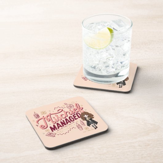 チビ（小さくかわいく書いた感じ）ハーマイオニー「いたずら管理中」 コースター (右側)