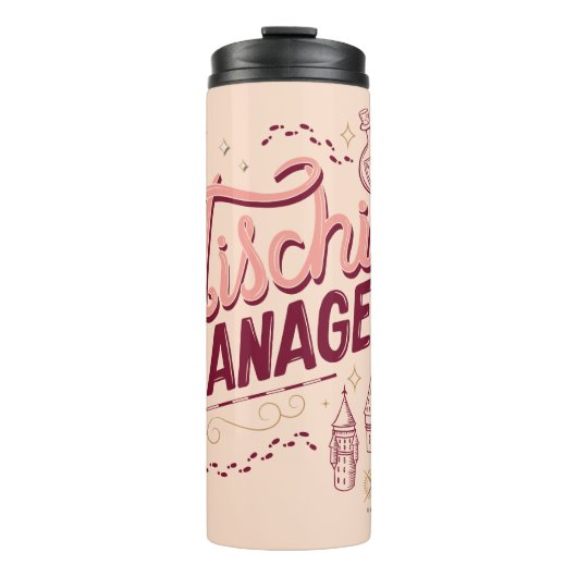 チビ（小さくかわいく書いた感じ）ハーマイオニー「いたずら管理中」 タンブラー (正面)