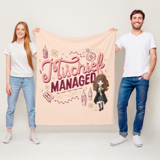 チビ(小さくかわいく書いた感じ)ハーマイオニー「いたずら管理中」 フリースブランケット (インサイチュ)