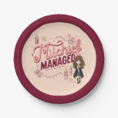 チビ（小さくかわいく書いた感じ）ハーマイオニー「いたずら管理中」 ペーパープレート (正面)