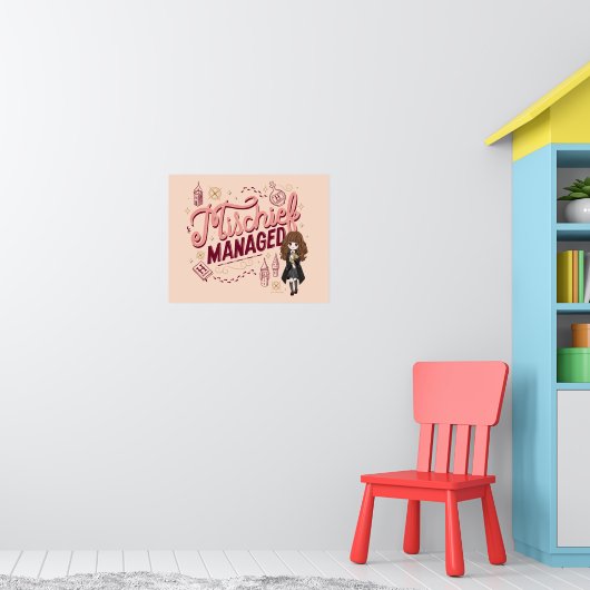 チビ(小さくかわいく書いた感じ)ハーマイオニー「いたずら管理中」 ポスター (子ども部屋1)