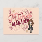 チビ(小さくかわいく書いた感じ)ハーマイオニー「いたずら管理中」 ポストカード (正面)