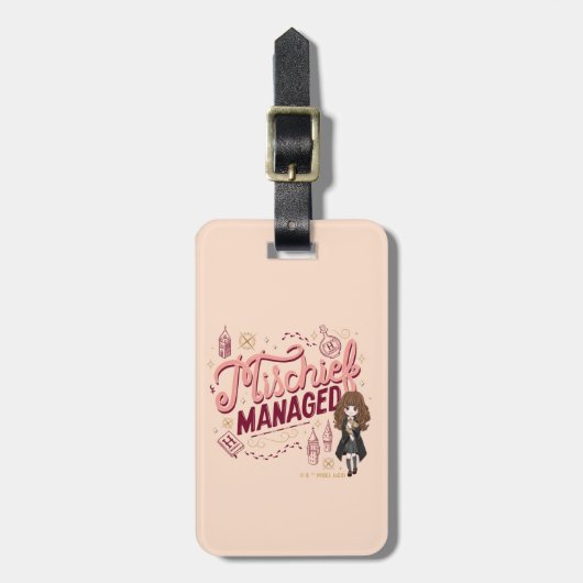 チビ(小さくかわいく書いた感じ)ハーマイオニー「いたずら管理中」 ラゲッジタグ (正面縦)