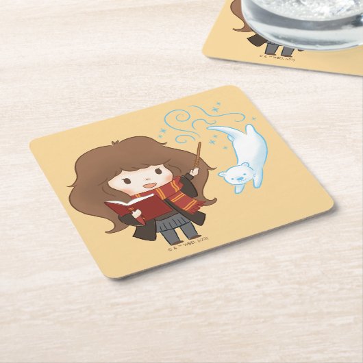 チビ(小さくかわいく書いた感じ)ハーマイオネグレンガパトロウス スクエアペーパーコースター (アングル)