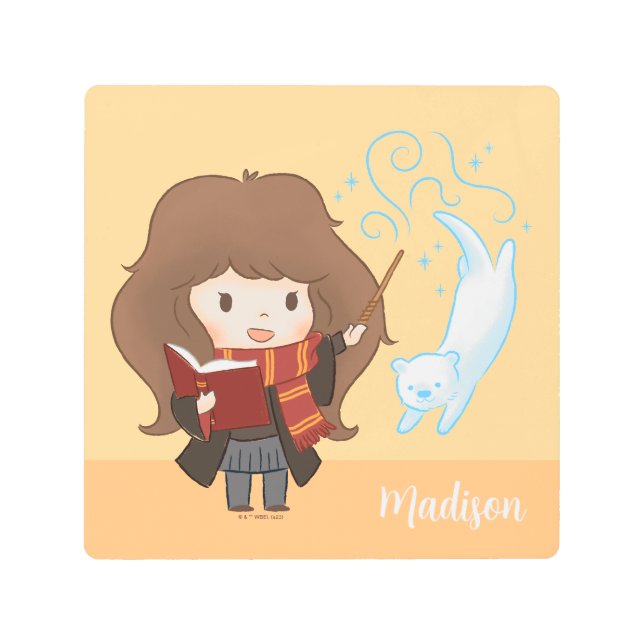 チビ（小さくかわいく書いた感じ）ハーマイオネグレンガパトロウス メタルプリント (正面)