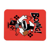 チビ(小さくかわいく書いた感じ)ハーレークインアボックス付きハンマー マグネット (横)