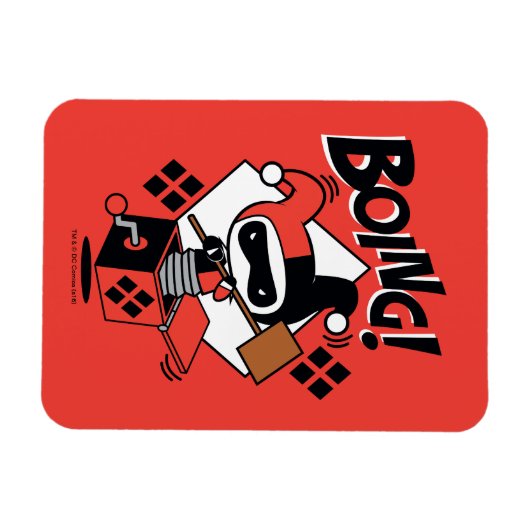 チビ(小さくかわいく書いた感じ)ハーレークインアボックス付きハンマー マグネット (横)