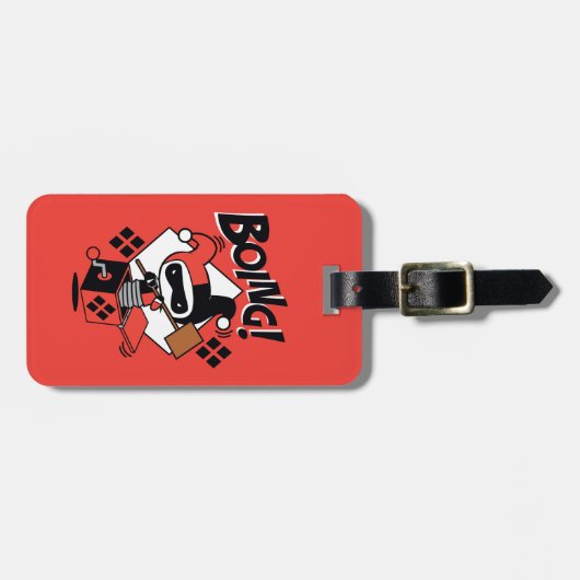 チビ（小さくかわいく書いた感じ）ハーレークインアボックス付きハンマー ラゲッジタグ (正面横)