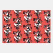 チビ(小さくかわいく書いた感じ)ハーレークインアボックス付きハンマー ラッピングペーパーシート (正面2)