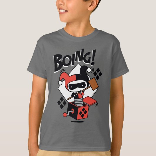 チビ(小さくかわいく書いた感じ)ハーレークインアボックス付きハンマー Tシャツ (正面)