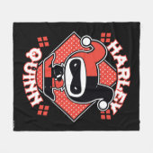 チビ(小さくかわいく書いた感じ)ハーレークインスプリット フリースブランケット (正面(横))