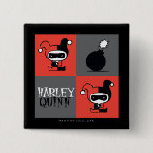 チビ（小さくかわいく書いた感じ）ハーレークインパ市松模様にターン 缶バッジ (正面)