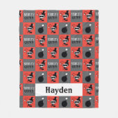 チビ(小さくかわいく書いた感じ)ハーレークイン市松模様にパターン フリースブランケット (正面)