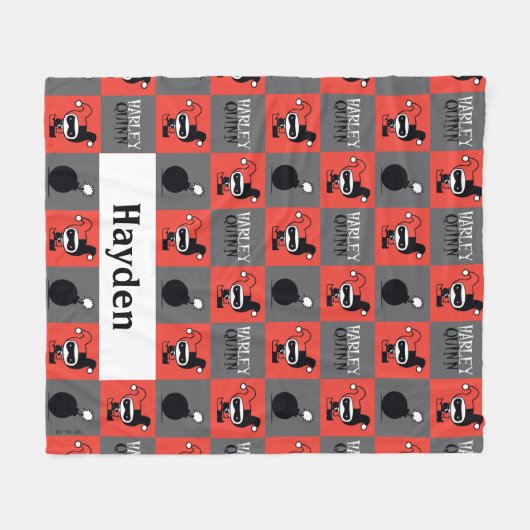 チビ(小さくかわいく書いた感じ)ハーレークイン市松模様にパターン フリースブランケット (正面(横))