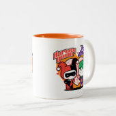 チビ(小さくかわいく書いた感じ)ハーレークイン&チビ(小さくかわいく書いた感じ)ジョーカーハート ツートーンマグカップ (正面右)