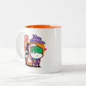 チビ(小さくかわいく書いた感じ)ハーレークイン&チビ(小さくかわいく書いた感じ)ジョーカーハート ツートーンマグカップ (正面左)