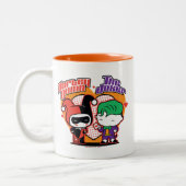 チビ(小さくかわいく書いた感じ)ハーレークイン&チビ(小さくかわいく書いた感じ)ジョーカーハート ツートーンマグカップ (左)