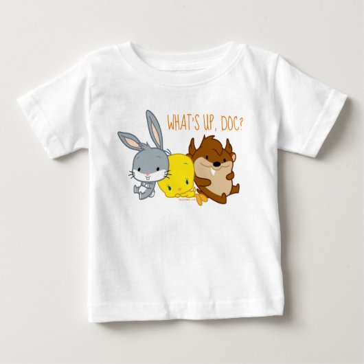 チビ(小さくかわいく書いた感じ)バグBUNNY™、TWETY™、TAZ™ ベビーTシャツ (正面)