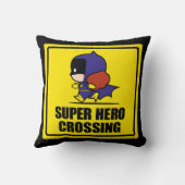 チビ(小さくかわいく書いた感じ)バットウーマンすごいヒーロー交差標識 クッション (裏面)