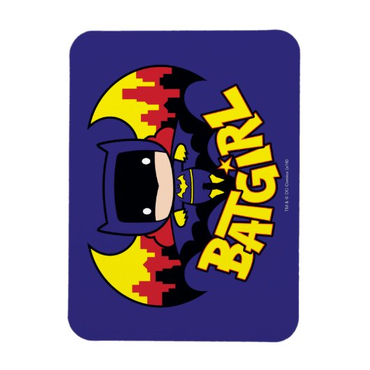 チビ（小さくかわいく書いた感じ）バットガールとゴッサムスカイライン&ロゴ マグネット (縦)