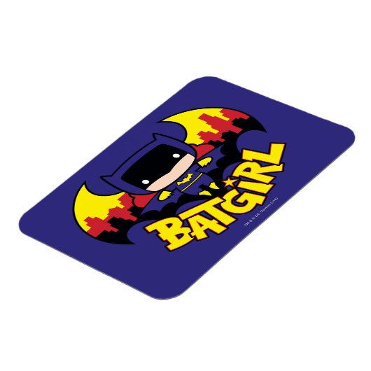 チビ（小さくかわいく書いた感じ）バットガールとゴッサムスカイライン&ロゴ マグネット (左側)