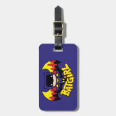 チビ(小さくかわいく書いた感じ)バットガールとゴッサムスカイライン&ロゴ ラゲッジタグ (正面縦)