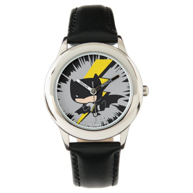チビ（小さくかわいく書いた感じ）バットマン稲妻キック 腕時計 (正面)