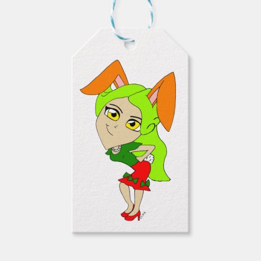 チビ（小さくかわいく書いた感じ）バニーガールギフトラベル ギフトタグ (正面)