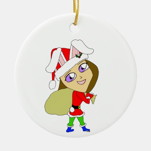 チビ(小さくかわいく書いた感じ)バニーガールセラミックオーナメント セラミックオーナメント (正面)