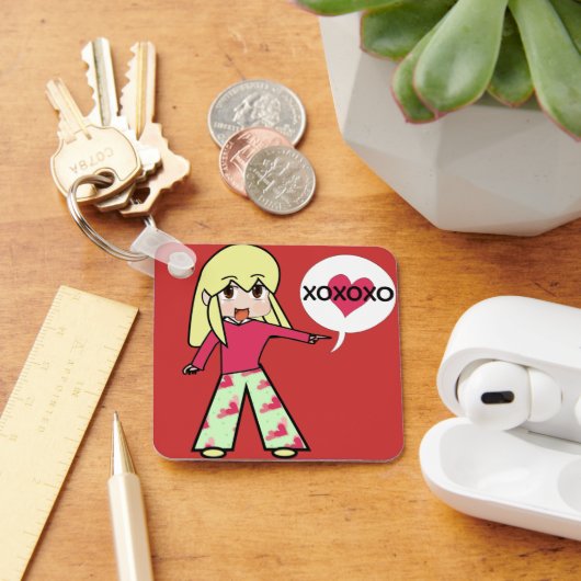 チビ（小さくかわいく書いた感じ）バレンタインハート キーホルダー (デスク)