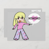 チビ（小さくかわいく書いた感じ）バレンタイン シーズンポストカード (正面/裏面)