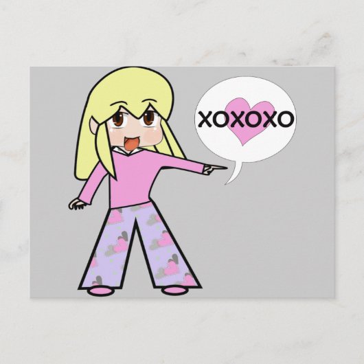 チビ（小さくかわいく書いた感じ）バレンタイン シーズンポストカード (正面)