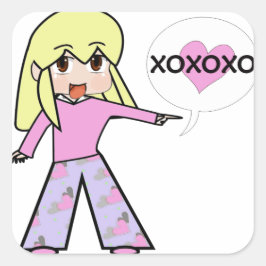 チビ（小さくかわいく書いた感じ）バレンタイン スクエアシール