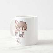 チビ(小さくかわいく書いた感じ)パーソナライズされたスタイル浮動夫婦 コーヒーマグカップ (正面左)