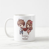 チビ（小さくかわいく書いた感じ）パーソナライズされた-スタイルバレンタインデー コーヒーマグカップ (左)