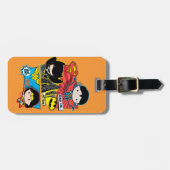 チビ(小さくかわいく書いた感じ)ヒーローが行動に出る! ラゲッジタグ (正面横)