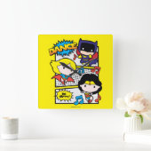 チビ（小さくかわいく書いた感じ）ヒーローズ踊り スクエア壁時計 (ホーム)