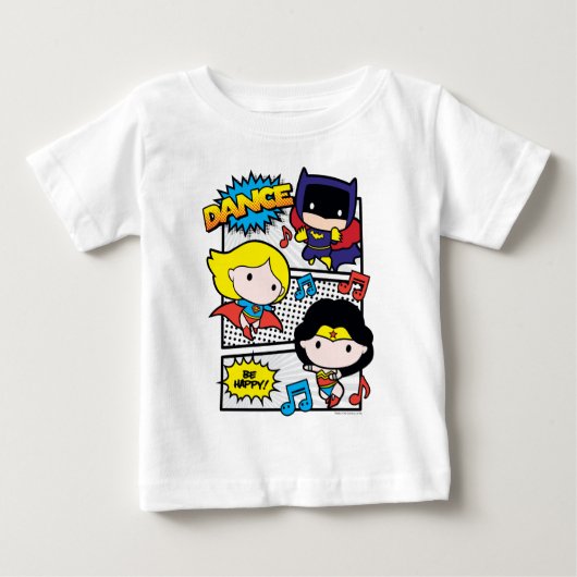 チビ(小さくかわいく書いた感じ)ヒーローズ踊り ベビーTシャツ (正面)