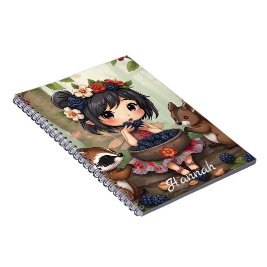 チビ（小さくかわいく書いた感じ）フェイ食べアリーのブラックベリーとフォレストフレンド ノートブック (右側)