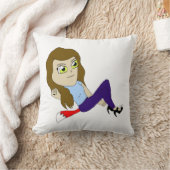 チビ(小さくかわいく書いた感じ)フォックスガールボタン クッション (ブランケット)