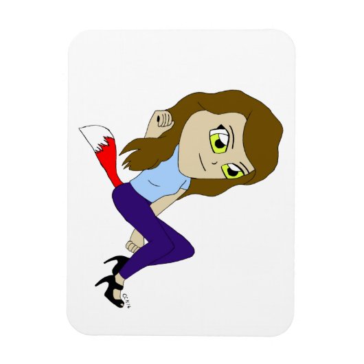 チビ（小さくかわいく書いた感じ）フォックスガールマグネット マグネット (縦)