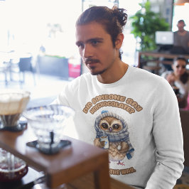 チビ（小さくかわいく書いた感じ）フクロウ飲用ホットチョコレート スウェットシャツ