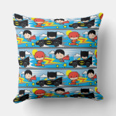 チビ（小さくかわいく書いた感じ）フラッすごいシュ、マン、バットマンの競走パターン クッション (裏面)