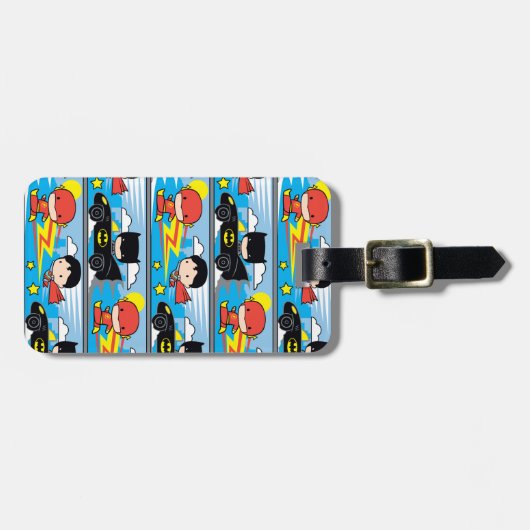 チビ(小さくかわいく書いた感じ)フラッシュすごい、マン、バットマンレーシングパターン ラゲッジタグ (正面横)