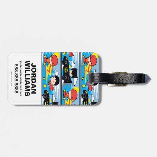 チビ(小さくかわいく書いた感じ)フラッシュすごい、マン、バットマンレーシングパターン ラゲッジタグ (裏面横)