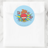 チビ(小さくかわいく書いた感じ)フラッシュ出力ロケット ラウンドシール (バッグ)