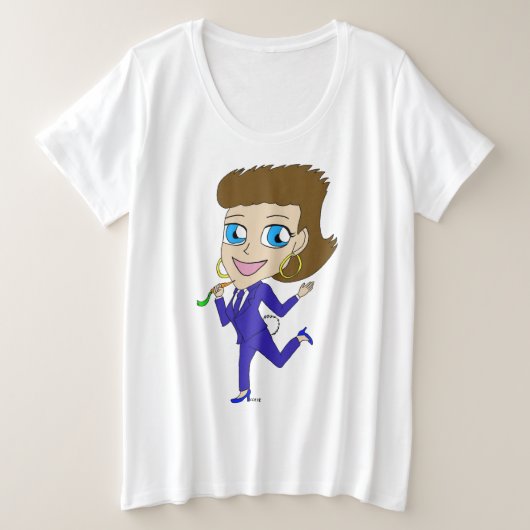 チビ（小さくかわいく書いた感じ） プラスサイズTシャツ (デザイン正面)