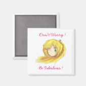 チビ(小さくかわいく書いた感じ)ヘ走ッド磁石 マグネット (正面/裏面)