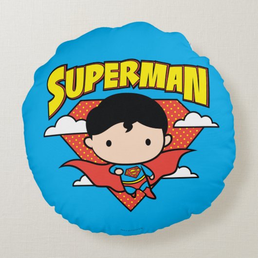 チビ(小さくかわいく書いた感じ)マすごいン水玉模様シールドと名前 ラウンドクッション (裏面)